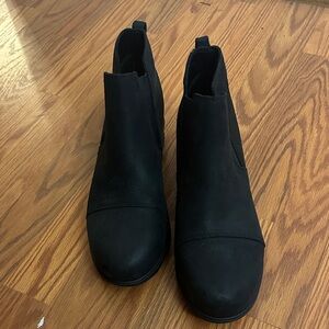 Sorel Evie Pull-on Black LeatherAnkle Booties NWT